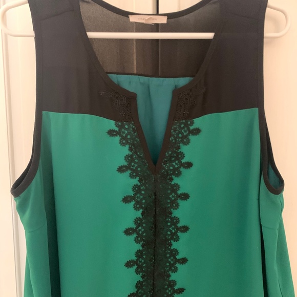 Green & Black Lana Lace Detail Blouse - Picture 2 of 6